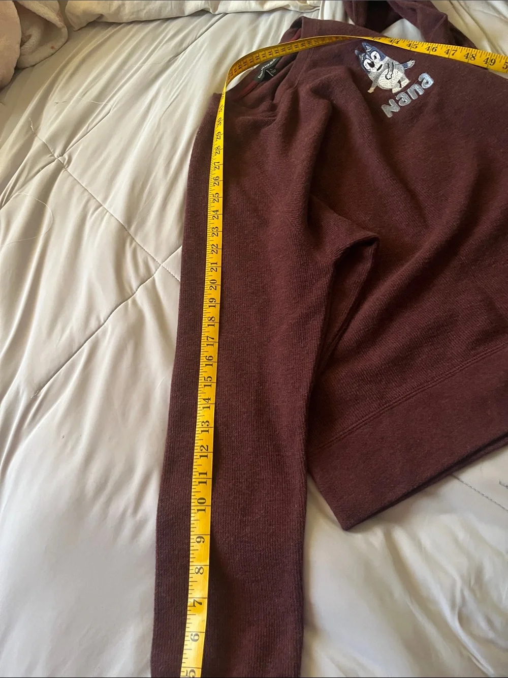 Banana Republic Maroon Crewneck Sweater with Embroidered Character
